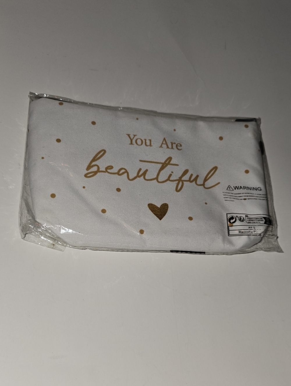 White & Gold Canvas Makeup Bag